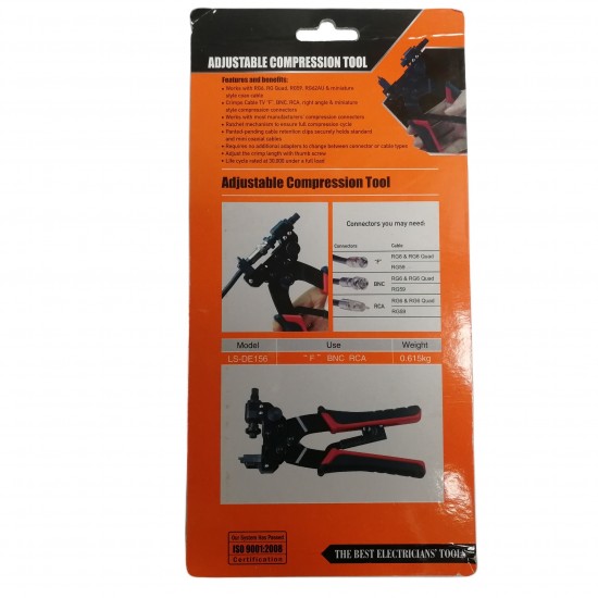 PROFESSIONAL F, BNC, RCA CONNECTOR COMPRESSION TOOL ADJUSTABLE (TYPE 2) from satcity.ie Limerick Ireland